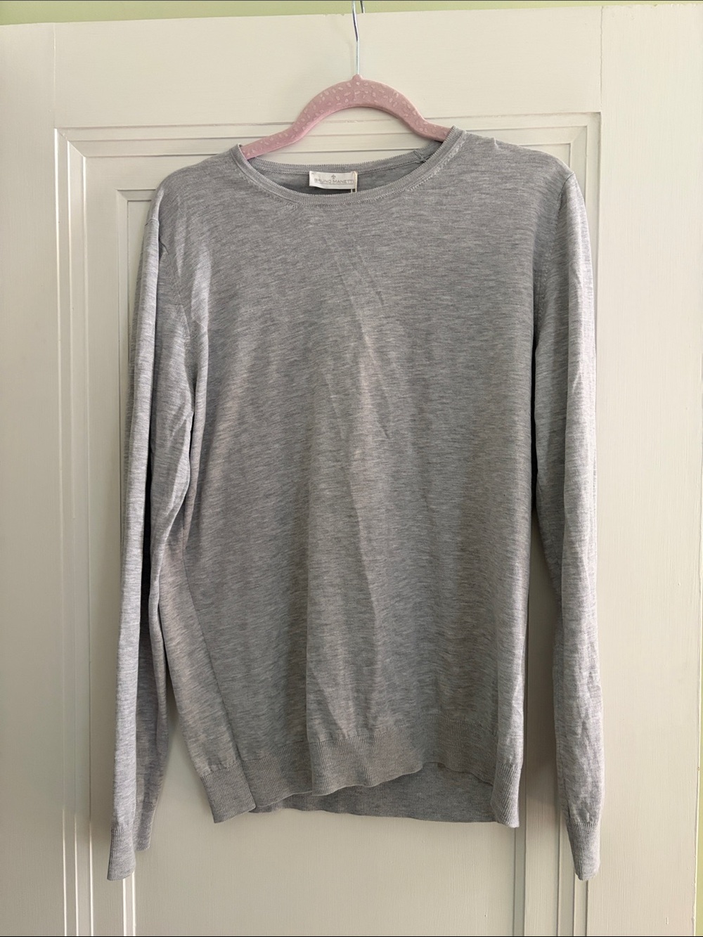 Bruno Manetti Men's Gray Crewneck Sweater - Classic Lightweight Knit NWT
